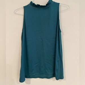 LOFT Teal Ruffle-Neck Sleeveless Women’s Top - PS